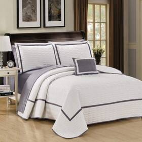 Qs4844 Chic Home Mesa 8 Piece Quilt Set White Queen