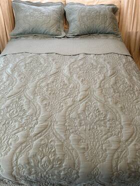 Chixin 782931980407 King Size Quilt Bedspread 2 Sham Set Aqua Cottage Coastal 118x104 Inch