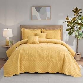 B0dhwtgbyr Chixin Botanical Oversized Bedspread Queen Size - Leaves Pattern Stitching