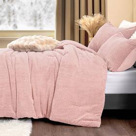 Cxusb2d1p1ki Chixpace Fluffy Comforter King Set - Furry Pink Leaves Pattern Faux Fur Bed Winte