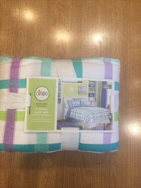 Circo 060020902449 Purple Plaid Cotton Quilt Set Full Queen 3 Piece Bedspread Bedding