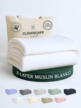 Cloudscape Linen 850059412084 Cloud Scape 8-layer Muslin Blanket King Size For Adult - 100% Cotton H