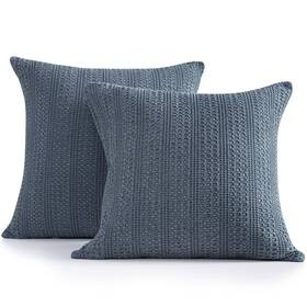 De-fwkz18-blue Cocoploceus 18x18 Throw Pillow Covers Set Of 2 Boho Decorative Shams Stone Washed