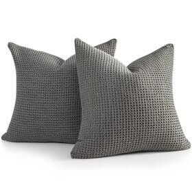 26grey-cafba Cocoploceus Hfg2021-26 Pillow Covers 26x26 Set Of 2 Cotton Euro Shams With Hidden Zipper Wrinkle Res