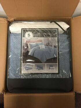 Cole 086569165671 5-piece Reversibile Quilt Set Full/queen Light Blue New