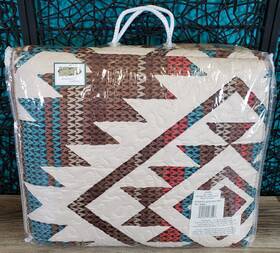 45995 Collections Etc Reversible Southwest Geometric Aztec King Quilt Pattern On Reverse New 86 X 102