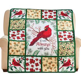 Afl21c073 Collections Etc Cardinals And Festive Floral Patchwork Quilted Throw Blanket