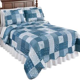 Afl21c082 Collections Etc Classic Floral Patchwork Scalloped Edge Quilt