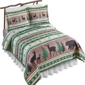 Afl22c018 Collections Etc Southwest Woodland Patchwork Style Textured Quilt
