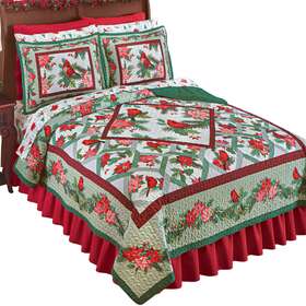 Afl22c057 Collections Etc Holiday Cardinal Lattice Quilt Multi Twin