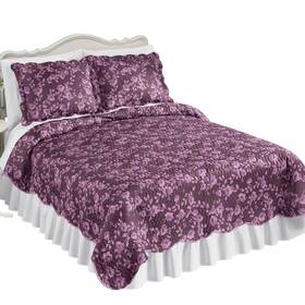Ahl24c009 Collections Etc Unique Rose Reversible Scalloped Edge Quilt
