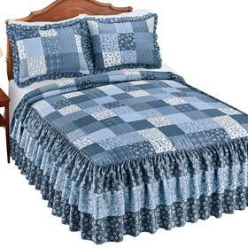 Ahl24c020 Collections Etc Classic Patchwork Triple Ruffle Trim Bedspread