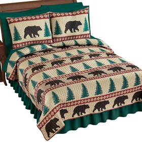 Ahl24c022 Collections Etc Cozy Northwoods Bear Southwest Style Quilt