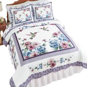 Asp23c010 Collections Etc Humming Bird Floral Scalloped Edge Quilt
