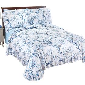 Audblosmq1pl Collections Etc Audrey Blossoms Pliss Ruffled Edge Bedspread