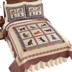 Bnh23004 Collections Etc Playful Cat Patchwork Scalloped Edge Quilt