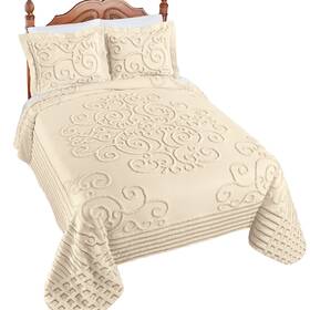 Chenille-1 Collections Etc Skylar Scrolling Textured Design Chenille Bedspread