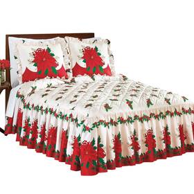 Cmasbsr1 Collections Etc Christmas Bouquet Ruffle Skirt Bedspread