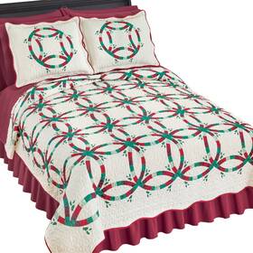 Cmasrq1 Collections Etc Festive Christmas Ring Patchwork Scalloped Edge Quilt