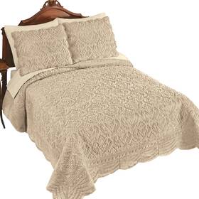 Cofa240423 Collections Etc Elegant Faux Fur Textured Pattern Scalloped Edge Quilt