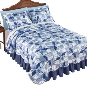 Cofa240450 Collections Etc Lovely Evening Star Floral Patchwork Scalloped Edge Quilt