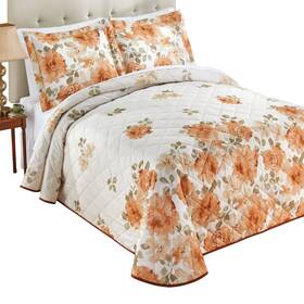 Cofa250404 Collections Etc Lovely Maeve Floral Print Quilted Bedspread