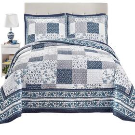 Cofa250509 Collections Etc Palmer Floral Patchwork Quilted Bedspread