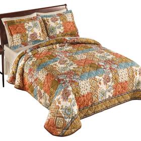 Comfa23005 Collections Etc Elegant Arlington Floral Patchwork Quilted Bedspread