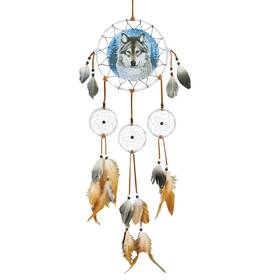 Comfa23410 Collections Etc Majestic Snow Wolf 3-foot Hanging Dreamcatcher