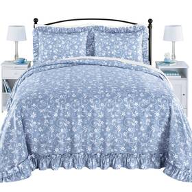 Comsu25218 Collections Etc Lightweight Floral Scroll Pliss Bedspread