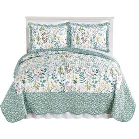 Comsu25220 Collections Etc Floral Botanic Garden Scalloped Edge Quilt