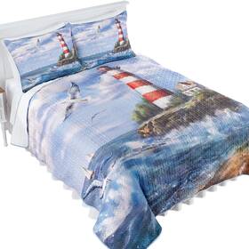 Comsu25222 Collections Etc Lighthouse Coastal Detailed Scene Quilt