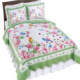 Cosp240122 Collections Etc Spring Birds And Blossoms Scalloped Edge Quilt