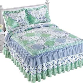 Cosp250463 Collections Etc Garden Patchwork Quilt Top Triple Ruffle Bedspread