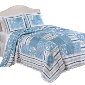 Cosp250541 Collections Etc Payton Reversible Floral Stripe Patchwork Oversized Quilt