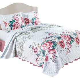 Cosp250568 Collections Etc Elegant Roselle Colorful Roses Design Oversized Quilt