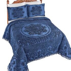 Dsn-a71 Collections Etc Sophie Textured Chenille Fringe Border Bedspread