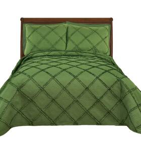 F-6342 Collections Etc Isabella Textured Ruffled Trellis Design Solid Color Quilt