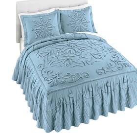 Inni-13645 Collections Etc Joelle Textured Snowflake Chenille Bedspread