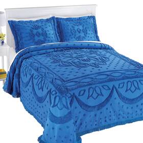 Inni12001 Collections Etc Emerson Chenille Textured Medallion Fringe Border Bedspread