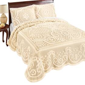 Rbs-1338 Collections Etc Elegant Tufted Chenille Medallion Scalloped Edge Bedspread