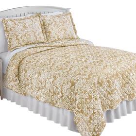 Shbd220516 Collections Etc White Paisley Design Scalloped Edge Quilt
