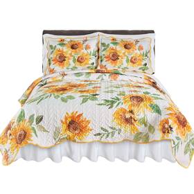 Yx-23184 Collections Etc Trailing Sunflower Reversible Scalloped Edge Quilt