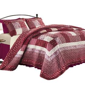 Yx-24023 Collections Etc Charlotte Reversible Oversized Floral Patchwork-style Quilt