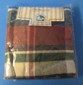 Columbine Cody 757732748068 Nip 100% Cotton Flannel King Sized Pillow Sham Plaid Portugal Rj
