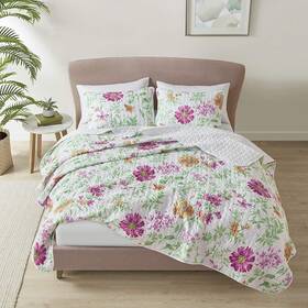 Comfort Spaces 086569436832 Reversible Quilt Set-vermicelli Stitching Design All Season Lightweight Cov