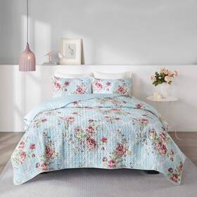 Comfort Spaces 086569436924 Reversible Quilt Set-vermicelli Stitching Design All Season Lightweight Cov