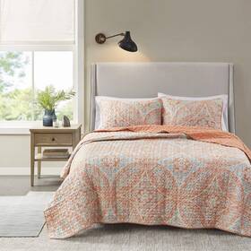 Comfort Spaces 086569437136 Reversible Quilt Set-vermicelli Stitching Design All Season L