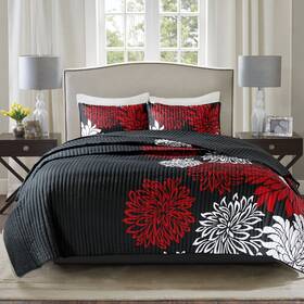 Comfort Spaces 086569975805 Enya Quilt Set - Casual Floral Print Channel Stitching Design All Season Li