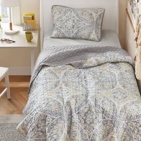 Cs14-1790 Comfort Spaces Boho Quilt Set Twin Reversible Vermicelli Quilting Size Bed All Season